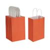 Oikss 50 Pack 5.25x3.25x8.25 Inch Small Orange Kraft Paper Bags with Handles Bulk for Birthday Wedding Party Favors Grocery Retail Shopping Business Goody Craft Gift Bags Cub Sacks, 50 Count view 1