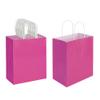 Oikss 50 Pack 8x4.75x10 Inch Medium Hot Pink Kraft Paper Bags with Handles Bulk for Birthday Wedding Party Favors Grocery Retail Shopping Business Goody Craft Gift Bags Sacks (Fuchsia 50pcs Count) view 1