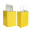 Oikss 50 Pack 5.25x3.25x8.25 Inch Small Yellow Kraft Paper Bags with Handles Bulk for Birthday Wedding Party Favors Grocery Retail Shopping Business Goody Craft Gift Bags Cub Sacks, 50 Count view 1