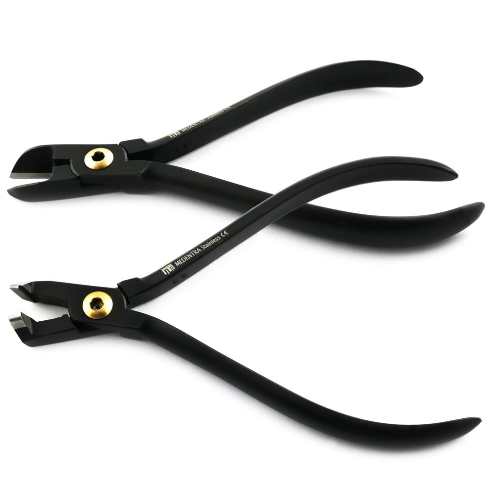 Black & Gold Dental Orthodontic Hard Wire Cutters Distal End Tungsten Carbide Tip (Set of 2 - Hard Wire & Distal End Cutters TC)
