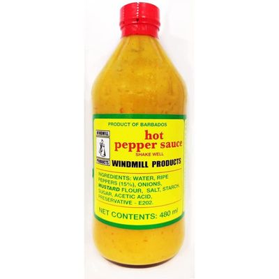 Bajan Windmill Barbados Hot Yellow Pepper Sauce - 480ml/17 oz