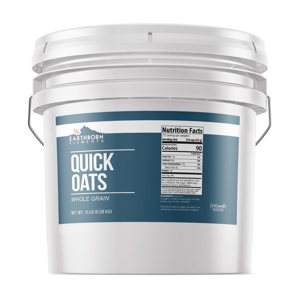Earthborn Elements Quick Oats 3.5 Gallons, Bulk Size, Quick Breakfast, Whole Grain Oats