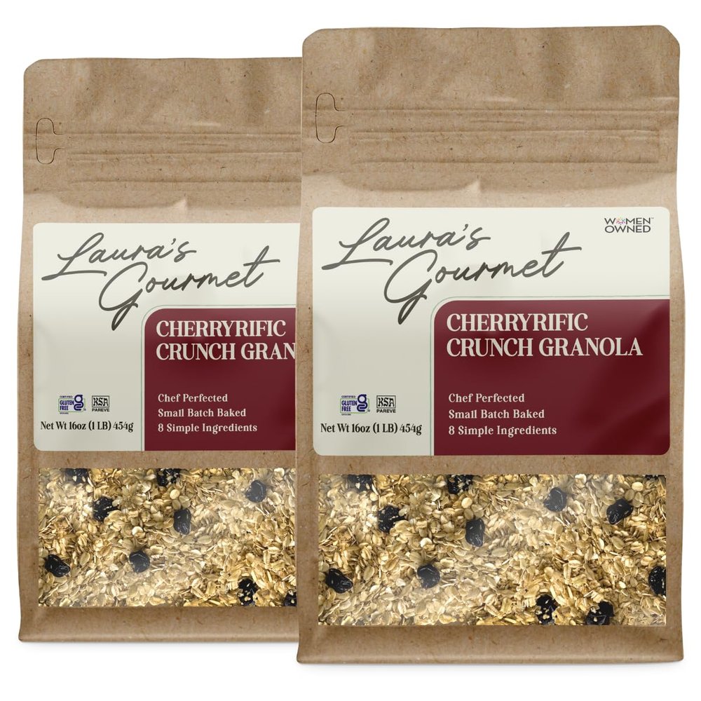 Laura's Gourmet Granola - CherryRific Crunch - Gluten, Soy & Dairy Free - Organic Agave, Chewy Tart Cherries & Flax, Vegan, Artisan, Chef's Trifecta of Taste, Texture & Mouthfeel - 16 OZ - 2 Pack