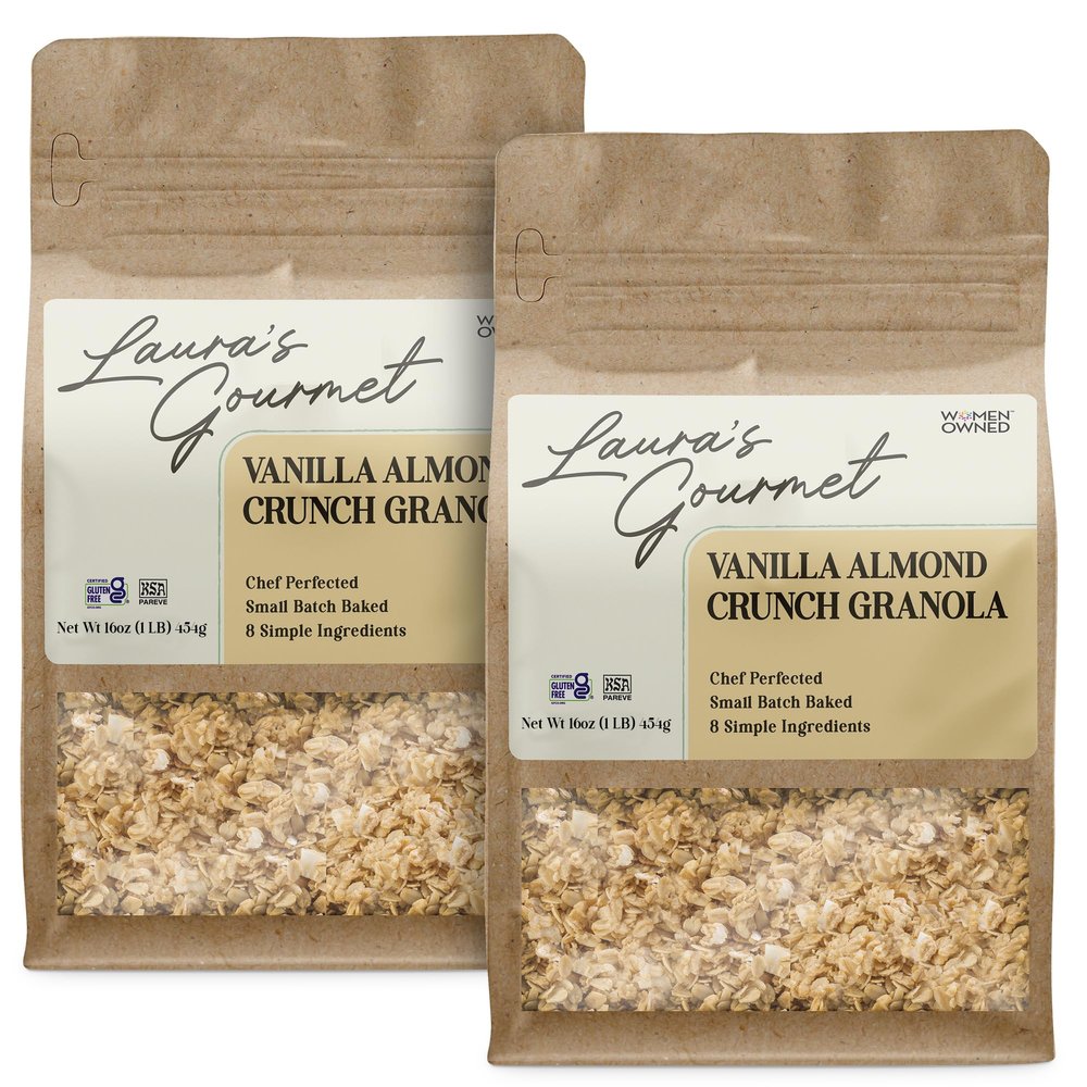 Laura's Gourmet Granola - Vanilla Almond Crunch - Gluten, Soy & Dairy Free - Organic Premium Honey, Almonds & Pure Ground Vanilla, Chef's Trifecta of Taste, Texture & Mouthfeel  16 OZ - 2 Pack