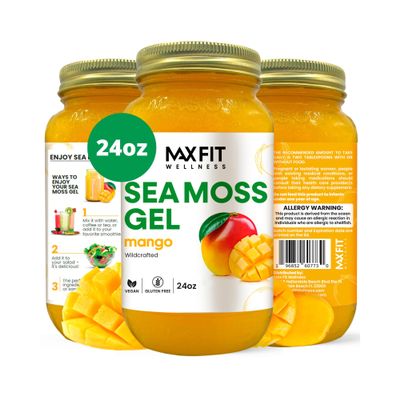 Sea Moss Gel Raw (12 Flavors) 24oz Wildrafted Gold Sea Moss Gel from Saint Lucia | 92 Vitamins and Minerals | Pure Raw+Non-GMO | Vegan Superfood