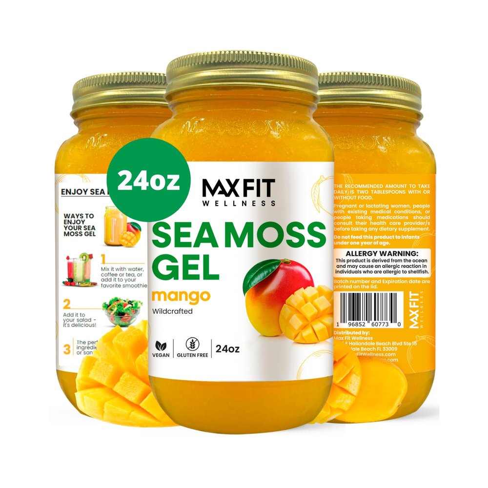 Sea Moss Gel Raw (12 Flavors) 24oz Wildrafted Gold Sea Moss Gel from Saint Lucia | 92 Vitamins and Minerals | Pure Raw+Non-GMO | Vegan Superfood