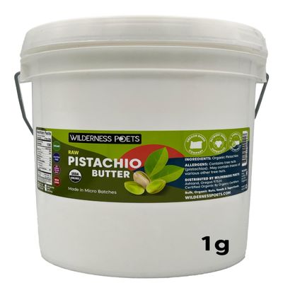 Wilderness Poets, Pistachio Butter - Organic, Raw, 100% Pistachio (7 Pound - 1 Gallon) - Perfect for Dubai Chocolate Bar Desserts with Kataifi or Savory Creations - Unsweetened, California-Grown