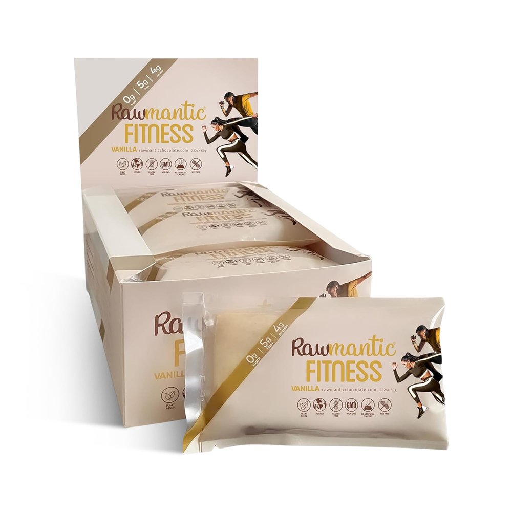 Rawmantic Fitness Vanilla Energy Bar (12 Mini Bars x 60g) Organic Coconut Milk & Vanilla Protein, Puffed Quinoa, Sorghum, Millet & Buckwheat - No Artificial Flavors, Plant-Based, Non-GMO & Kosher