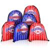 12 Packs Baseball Bag Baseball Drawstring Bag Baseball Party Favors Baseball Gift Bag Baseball Goodie Bags Gift Wrap Bags for Kids Sport Theme Birthday Decorations, 9.84 x 7.87 Inches, Blue and Red view 1