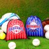 12 Packs Baseball Bag Baseball Drawstring Bag Baseball Party Favors Baseball Gift Bag Baseball Goodie Bags Gift Wrap Bags for Kids Sport Theme Birthday Decorations, 9.84 x 7.87 Inches, Blue and Red view 2