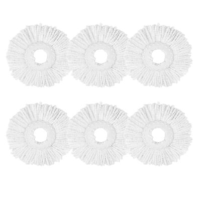 6-Pack Spin Mop Heads Refill, Easy Wring Microfiber Replacement Pads for Deep Cleaning, Universal Fit for Most Round Spin Mops