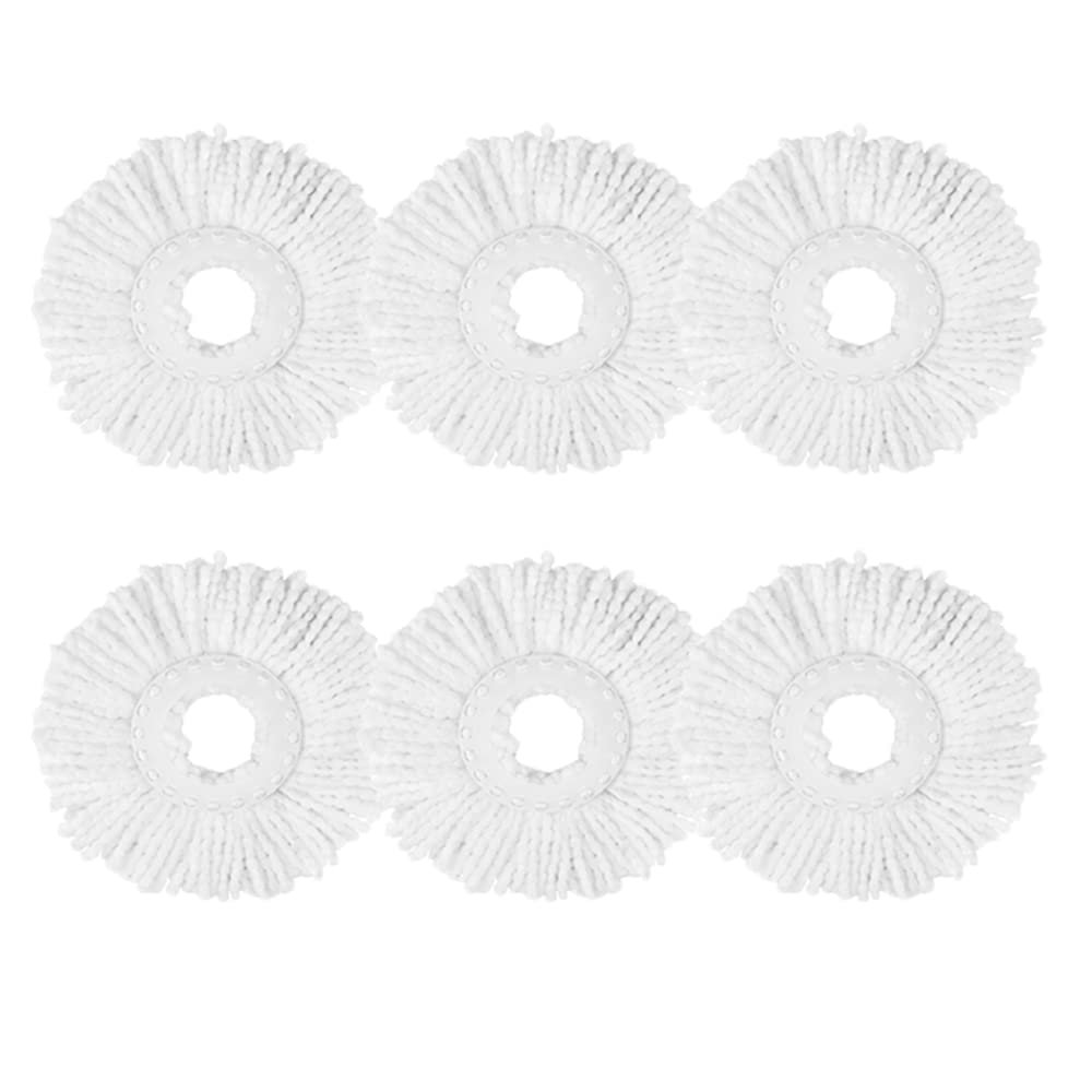 6-Pack Spin Mop Heads Refill, Easy Wring Microfiber Replacement Pads for Deep Cleaning, Universal Fit for Most Round Spin Mops