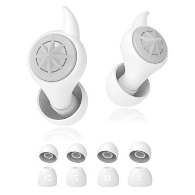 Ear Plugs for Sleeping Noise Cancelling, 30dB Noise Reduction Isolating Earplugs Washable Soft Silicone Sound Blocking Ear Plug for Sleep, Work, Shooting, Reusable 2 Pairs with 8 Ear Tips (White)