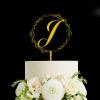 Initial Letter J Wedding Cake Topper Glitter Gold,Custom Initials Wreath Monogram Cake Topper for Wedding Party,Personalized Gifts for Mr & Mrs,Acrylic Birthday Mother's Day Cake Topper view 1