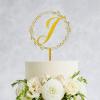 Initial Letter J Wedding Cake Topper Glitter Gold,Custom Initials Wreath Monogram Cake Topper for Wedding Party,Personalized Gifts for Mr & Mrs,Acrylic Birthday Mother's Day Cake Topper view 3
