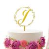 Initial Letter J Wedding Cake Topper Glitter Gold,Custom Initials Wreath Monogram Cake Topper for Wedding Party,Personalized Gifts for Mr & Mrs,Acrylic Birthday Mother's Day Cake Topper view 4