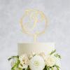 Mirror Gold Monogram P Wedding Cake Topper,Personalized Any Letter Initials Wreath Cake Topper for Couple,Custom Unique Cake Topper for Wedding Engagement Anniversary Party Decoration view 3