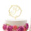 Mirror Gold Monogram P Wedding Cake Topper,Personalized Any Letter Initials Wreath Cake Topper for Couple,Custom Unique Cake Topper for Wedding Engagement Anniversary Party Decoration view 4