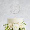 Initial F Wedding Cake Topper Glitter Silver,Personalized Any Letter Wreath Monogram Cake Topper for Wedding Party,Custom Gifts for Mr & Mrs,Acrylic Birthday Mother's Day Cake Topper view 3