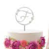 Initial F Wedding Cake Topper Glitter Silver,Personalized Any Letter Wreath Monogram Cake Topper for Wedding Party,Custom Gifts for Mr & Mrs,Acrylic Birthday Mother's Day Cake Topper view 4