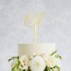 Initial B Wedding Cake Topper Mirror Gold,Personalized Any Letter Monogram Cake Topper for Wedding Engagement Anniversary Party Favor,Custom Birthday Cake Topper view 3