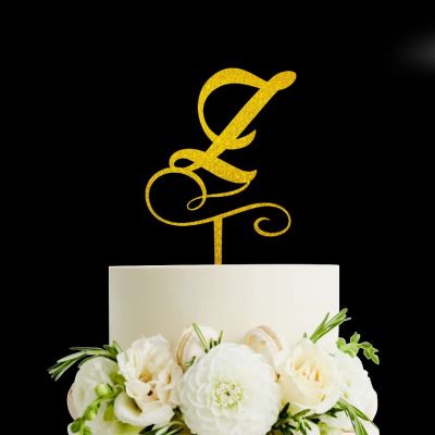 Glitter Gold Initial L Wedding Cake Topper,Custom Any Letter Monogram Cake Topper for Wedding Party Supplies,Personalized Gifts for Mr & Mrs,Acrylic Birthday Mother's Day Cake Topper