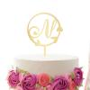 Initial Letter N Wedding Cake Topper Mirror Gold,Personalized Initials Wreath Monogram Cake Topper for Couple,Custom Unique Cake Topper for Wedding Engagement Anniversary Party Decoration view 4