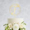 Mirror Gold Monogram T Wedding Cake Topper,Personalized Any Letter Initials Wreath Cake Topper for Couple,Custom Unique Cake Topper for Wedding Engagement Anniversary Party Decoration view 3