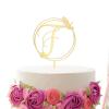 Mirror Gold Monogram T Wedding Cake Topper,Personalized Any Letter Initials Wreath Cake Topper for Couple,Custom Unique Cake Topper for Wedding Engagement Anniversary Party Decoration view 4