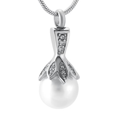 Cremation Jewelry Cremation Urn Necklaces For Ashes Human or Pet Ashes Custom Pet Cremation Jewelry, Dog Ashes Necklace - Silver Pearl Memorial Jewelry for Women - Includes Funnel Kit & Bag