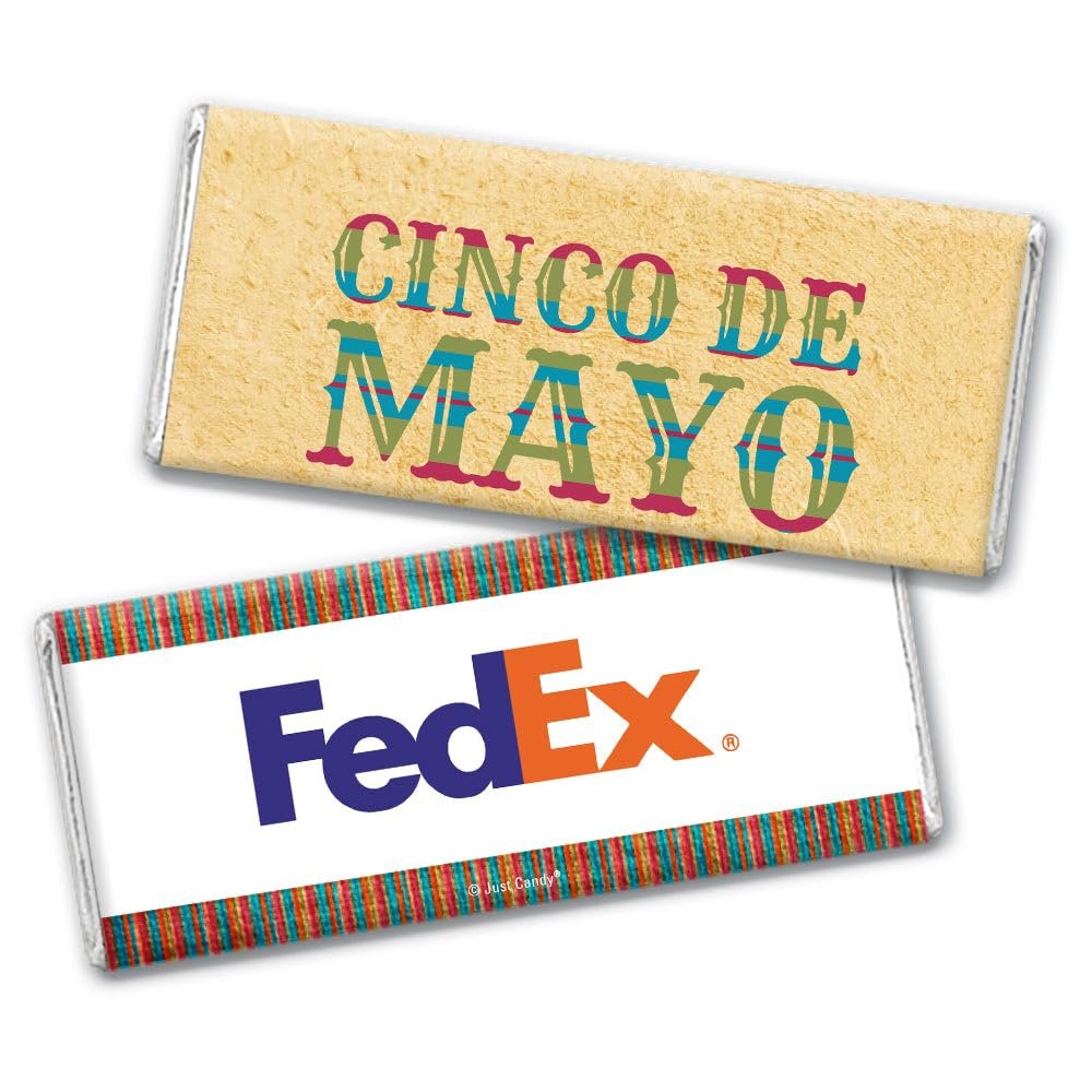 12ct Personalized Cinco De Mayo Party Favors Candy Bars (12 Count) - Milk Chocolate - Promotional Products Company Logo