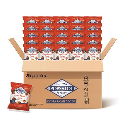 Popsalot - Gourmet Popcorn | Flavored Popcorn | Oven-Baked | Gluten-Free | Air-Popped | Multi-Pack (Costa Rican Cocoa, Pack of 25)