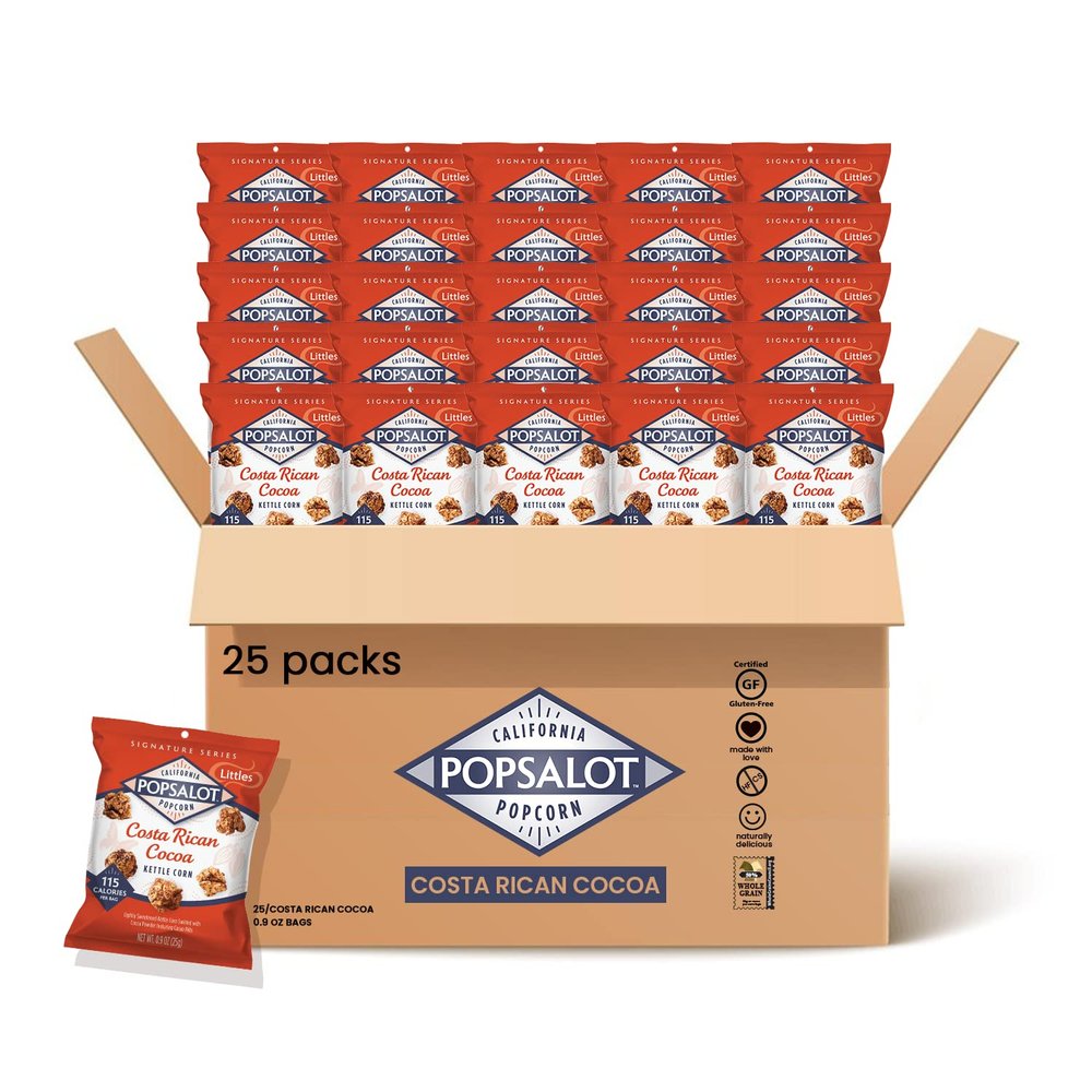 Popsalot - Gourmet Popcorn | Flavored Popcorn | Oven-Baked | Gluten-Free | Air-Popped | Multi-Pack (Costa Rican Cocoa, Pack of 25)
