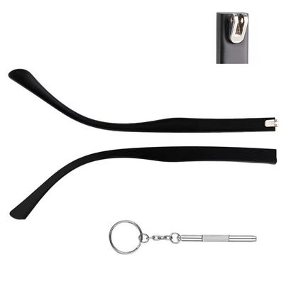 QYAJS 1 Pair Eyeglass Arms Glasses Sunglasses Replacement Temple TR90 Plastic Frame Legs and 3-in-1 Screwdriver (Double Flat Teeth 7mm)