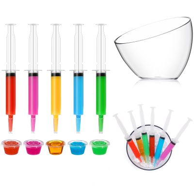 Boao 50 Pack Shot Set Include 24 Pcs 0.7 oz Shot Syringes 24 Pcs 2 oz Shot Cups with Lids and 2 Pcs 1 Liter Acrylic Bucket for Birthday Thanksgiving Halloween Christmas Bachelorette Theme Party