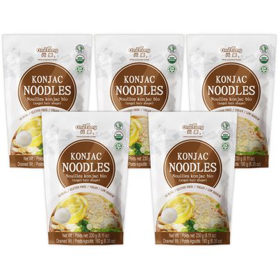 ONETANG Organic Shirataki Konjac Angel Hair Noodles, USDA Organic, Vegan, Gluten Free, Fat Free, Keto Friendly, Low Carbs 5 Pack Inside 8.11 Oz, 40.6 Oz