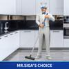 MR.SIGA Floor Scrub Brush with Long Handle, 2 in 1 Scrubber and Squeegee for Cleaning Bathroom, Patio, Garage, Wall, Tile with Stiff Bristles view 2