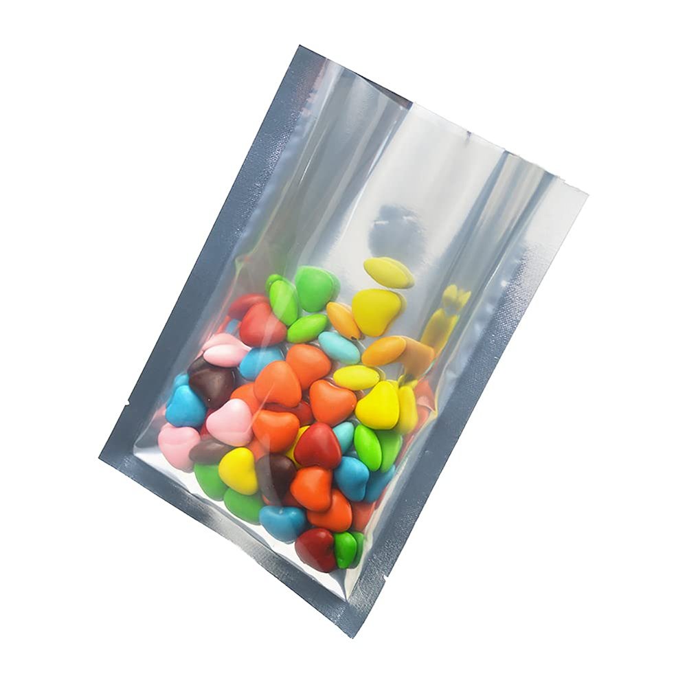 MITOB Silver Aluminum Foil Pouch Heat Seal Front Window Plastic Mini Open Top Flat Vacuum Packaging Mylar Bag Food Small Sample Mylar Storage with Tear Notch (1000, 6x9cm(2.3x3.5 inch))