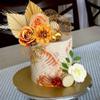 10PCS Boho Cake Topper Flower Cake Topper Gold Palm Leaves Cake Decorations with Artificial Cotton Rose Ginkgo Leaves and Balls for Birthday Party Wedding Baby Shower Boho Themed Party Supplies view 1