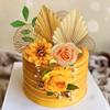 10PCS Boho Cake Topper Flower Cake Topper Gold Palm Leaves Cake Decorations with Artificial Cotton Rose Ginkgo Leaves and Balls for Birthday Party Wedding Baby Shower Boho Themed Party Supplies view 4