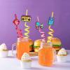 24 90s Party Favors 1990's Retro Element Straws for Back to The 90s Party Decorations Supplies with 2 PCS Straws Cleaning Brush view 4
