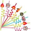 24 Fire Truck Party Favors Drinking Straws for Fire Truck Birthday Party Supplies with 2 PCS Straws Cleaning Brush view 1