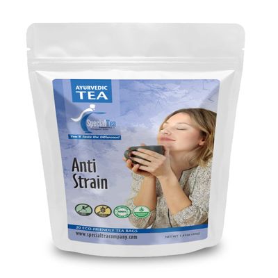 Anti-Strain Ayurvedic Tea 20 tea Eco-Friendly bags, Loose Leaf Tea, Herbal cinnamon, Ginger Caffeine-Free Leaves, All-Natural
