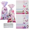 100 Pcs Butterfly Gift Bags - 10.8 x 5 Inch Butterfly Goodie Bags Cellophane Spring Flower Treat Candy Bag Party Favor Bag with 150 Twist Ties for Girls Butterflies Baby Shower Birthday Party Supplies view 1