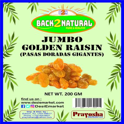 Back2Natural Golden Raisins 200gm ~ All Natural | Gluten Friendly | NON-GMO | Vegan | Indian Origin