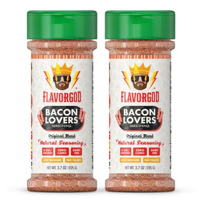 Bacon Lovers Seasoning Mix, 2 Bottles by Flavor God - Premium All Natural & Healthy Spice Blend for Beef, & Eggs - Kosher, Low Sodium, Gluten-Free, & Vegan - Great Flavor Spices and Seasoning Gift