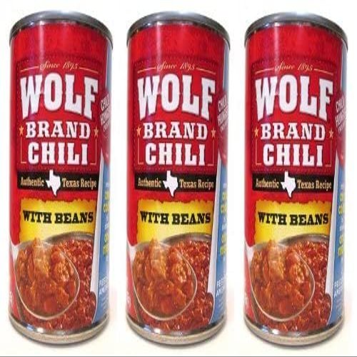 3 Set - Wolf Brand Texas Style Chili with Beans (3 Pack) 15 oz Cans
