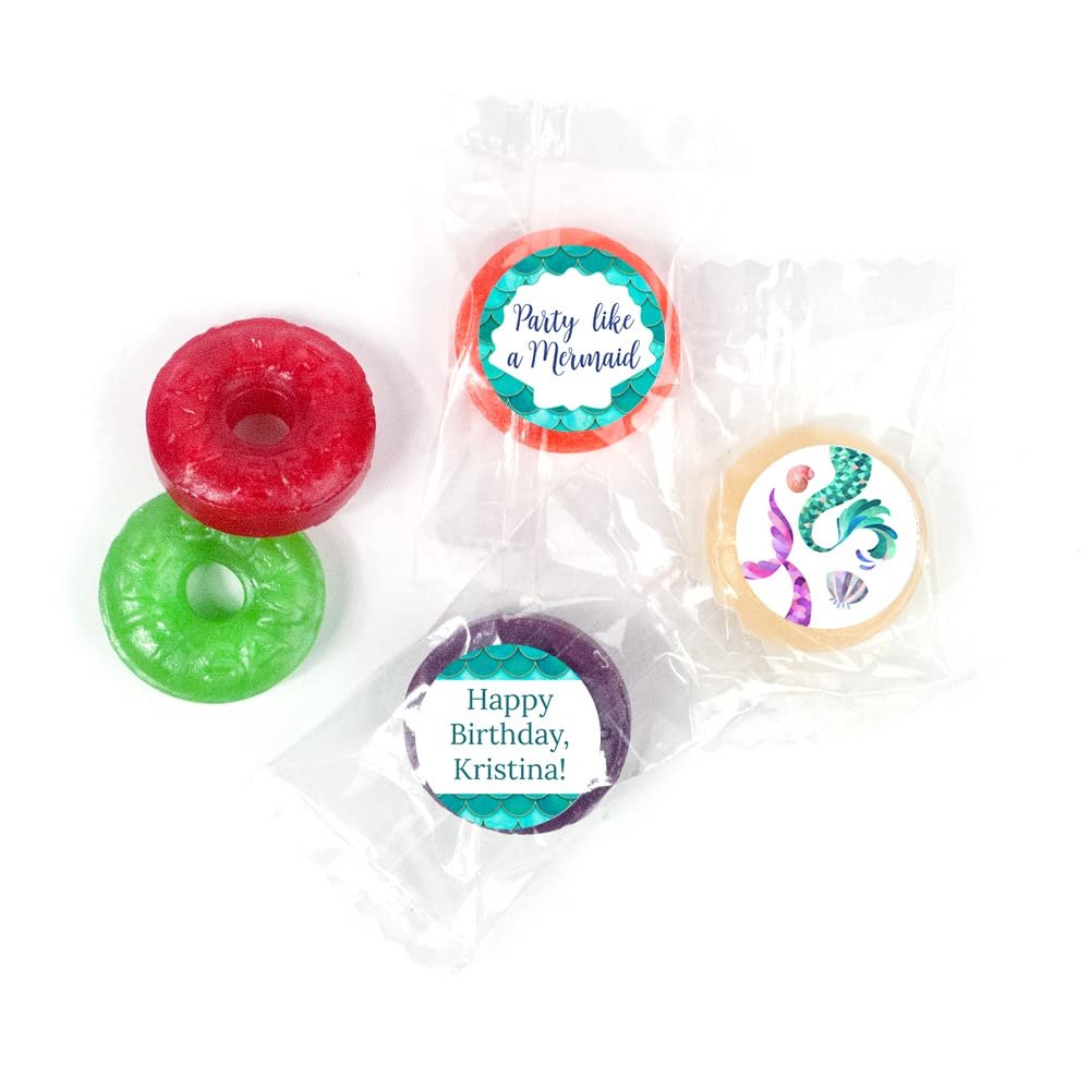3 lbs Mermaid Birthday Candy Party Favors Personalized Life Savers 5 Flavor Hard Candy (Approximately 335-365 pcs) - Mermaid Tails