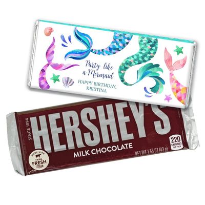 12ct Personalized Mermaid Birthday Party Favors Candy Bars (12 Count) - Milk Chocolate - Party Supplies
