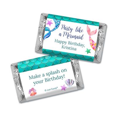 100ct Personalized Mermaid Birthday Party Favors Wrappers for Miniatures (100 Count) - DIY - Candy Not Included